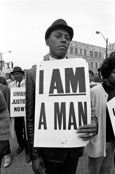 Mourner at Martin Luther King's memorial