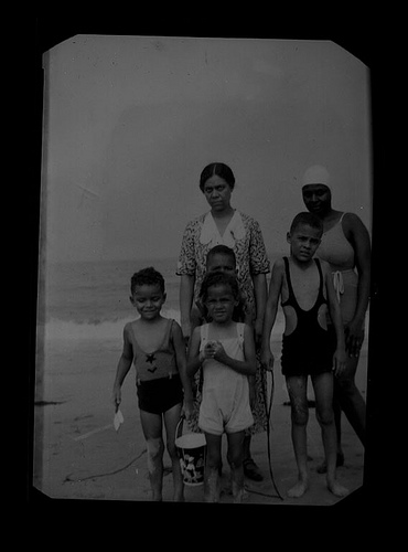 African American family at the beach